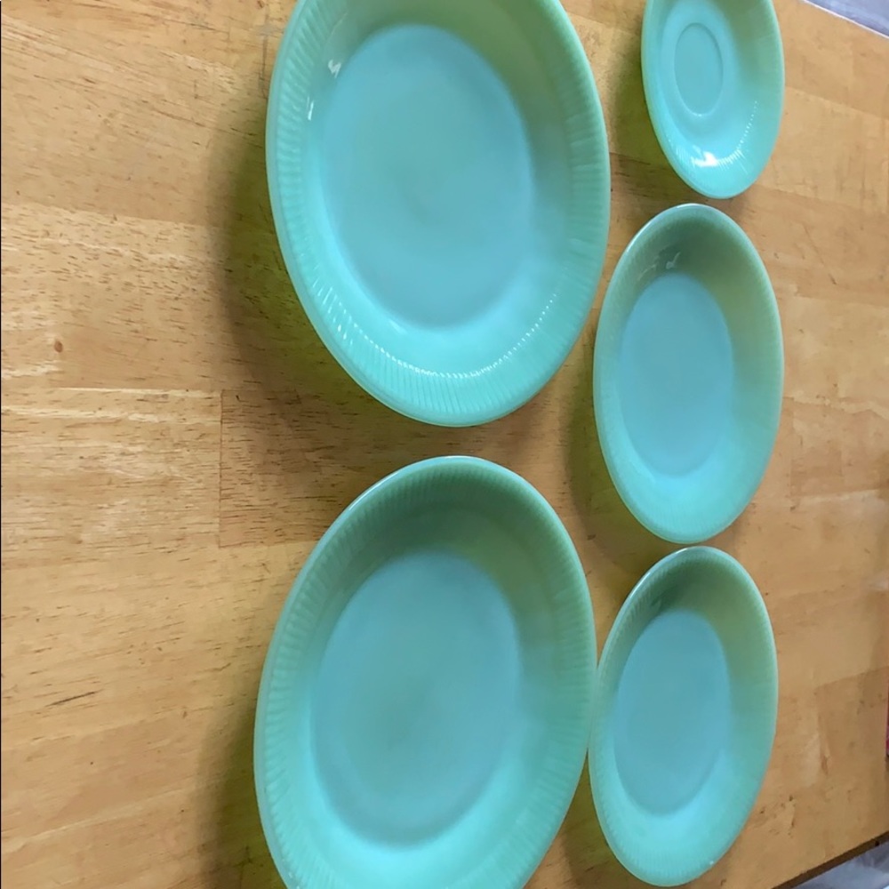 Vintage fire king jadite plates